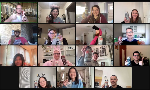 beer tasting event with teammates